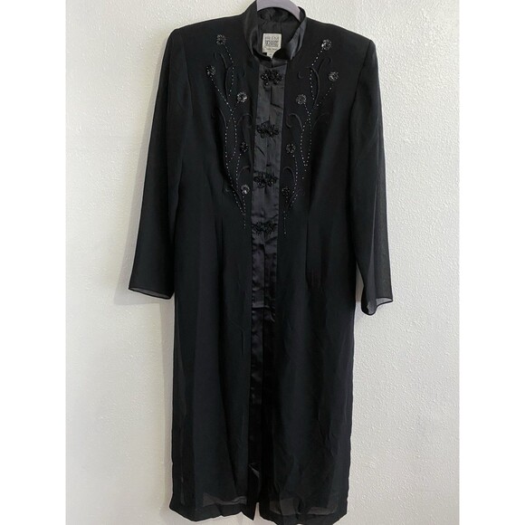 R&M Richards Other - Avant Garde Sheer Long Black Suit Jacket Sz 10 Chiffon Evening Event Artsy D30